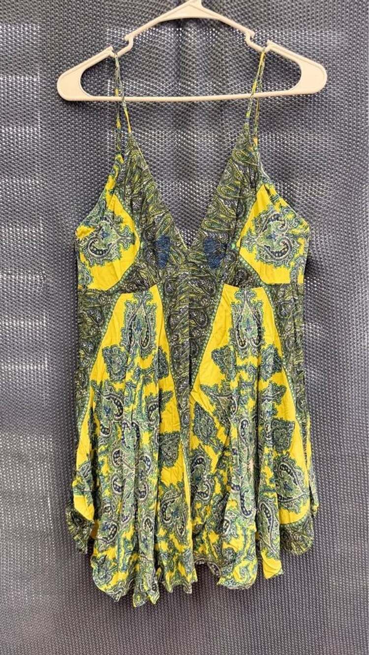 Farm Rio Yellow Paisley V-Neck Dress